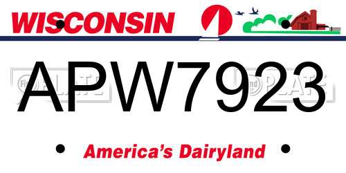 APW7923 Wisconsin License Plate