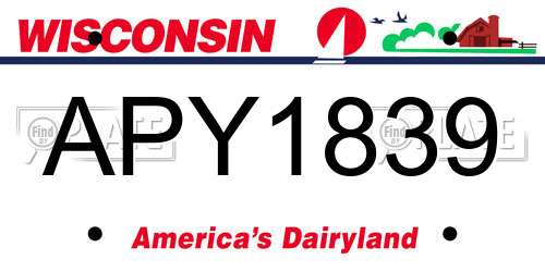 APY1839 Wisconsin License Plate