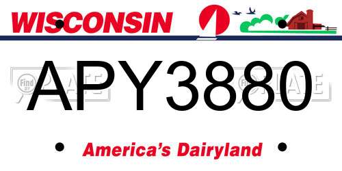 APY3880 Wisconsin License Plate