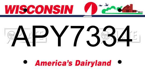 APY7334 Wisconsin License Plate