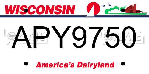APY9750 Wisconsin License Plate