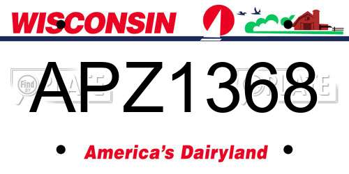 APZ1368 Wisconsin License Plate