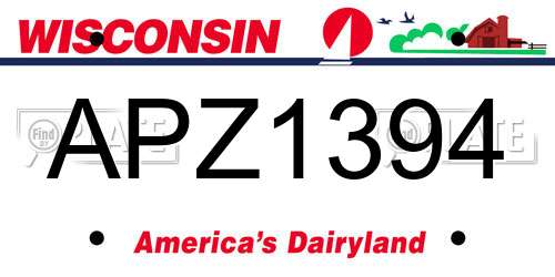 APZ1394 Wisconsin License Plate