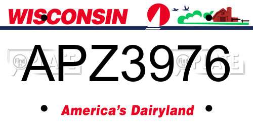 APZ3976 Wisconsin License Plate