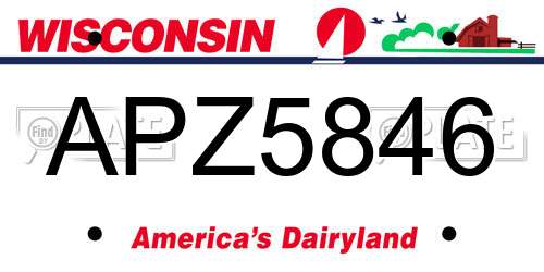 APZ5846 Wisconsin License Plate