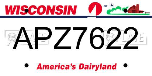 APZ7622 Wisconsin License Plate