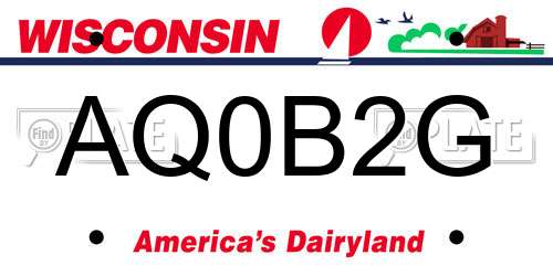AQ0B2G Wisconsin License Plate