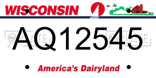 AQ12545 Wisconsin License Plate