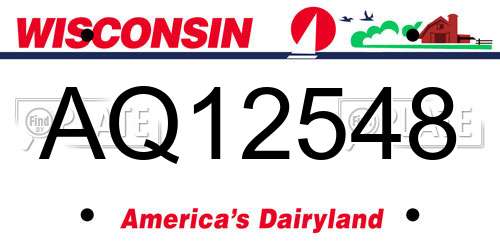 AQ12548 Wisconsin License Plate