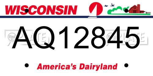 AQ12845 Wisconsin License Plate