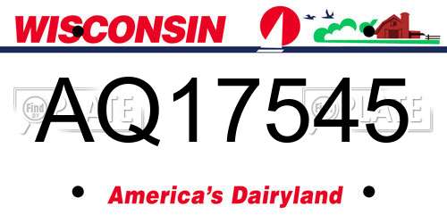 AQ17545 Wisconsin License Plate