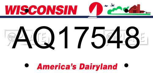 AQ17548 Wisconsin License Plate