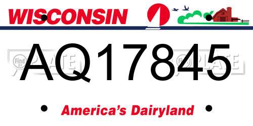 AQ17845 Wisconsin License Plate