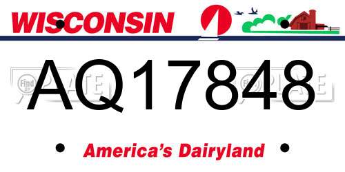 AQ17848 Wisconsin License Plate