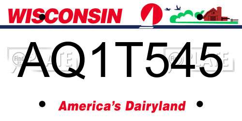AQ1T545 Wisconsin License Plate