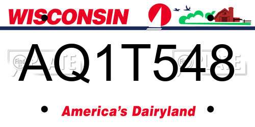 AQ1T548 Wisconsin License Plate