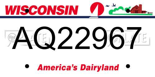 AQ22967 Wisconsin License Plate