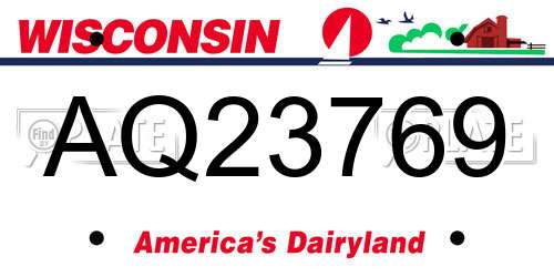 AQ23769 Wisconsin License Plate
