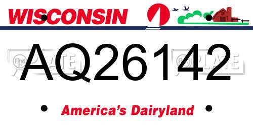 AQ26142 Wisconsin License Plate