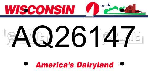 AQ26147 Wisconsin License Plate