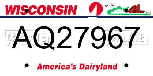 AQ27967 Wisconsin License Plate