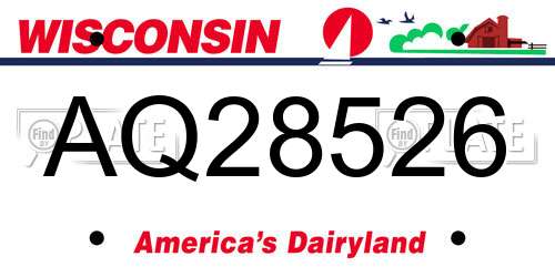 AQ28526 Wisconsin License Plate