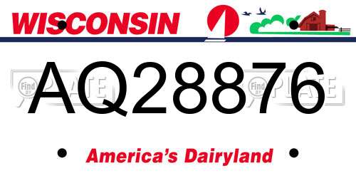 AQ28876 Wisconsin License Plate