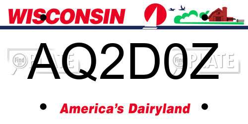 AQ2D0Z Wisconsin License Plate