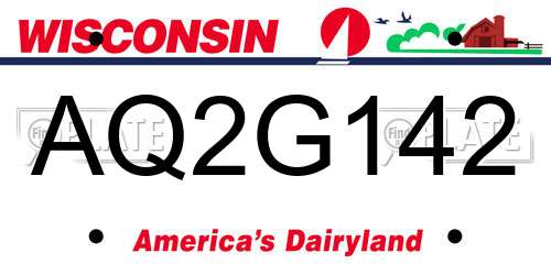 AQ2G142 Wisconsin License Plate