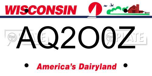 AQ2O0Z Wisconsin License Plate