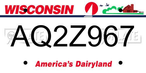 AQ2Z967 Wisconsin License Plate