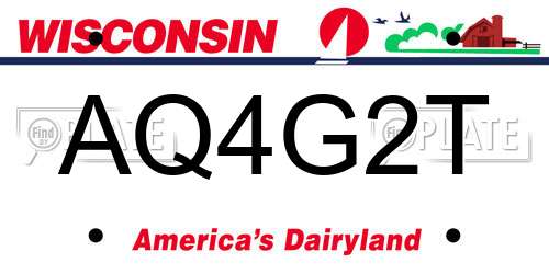 AQ4G2T Wisconsin License Plate