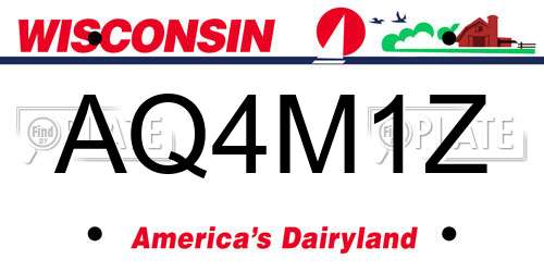 AQ4M1Z Wisconsin License Plate