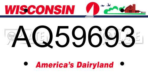 AQ59693 Wisconsin License Plate