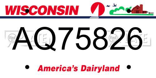 AQ75826 Wisconsin License Plate