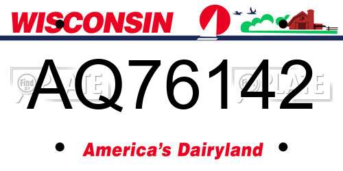 AQ76142 Wisconsin License Plate
