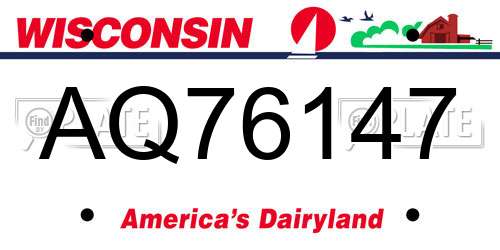 AQ76147 Wisconsin License Plate