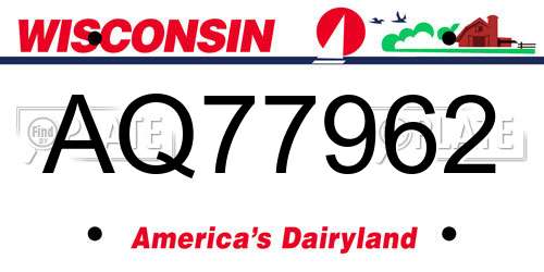AQ77962 Wisconsin License Plate