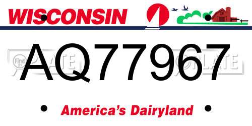 AQ77967 Wisconsin License Plate