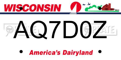 AQ7D0Z Wisconsin License Plate