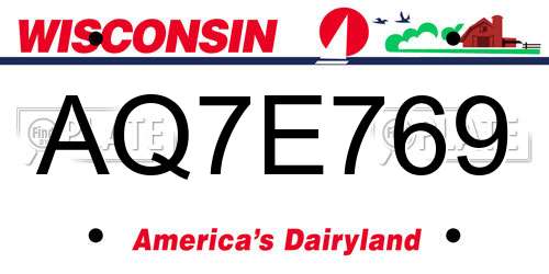 AQ7E769 Wisconsin License Plate