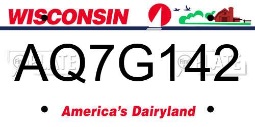 AQ7G142 Wisconsin License Plate