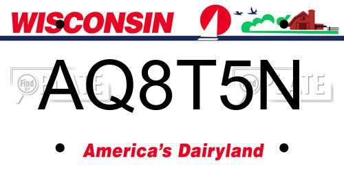 AQ8T5N Wisconsin License Plate