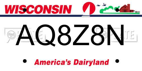 AQ8Z8N Wisconsin License Plate