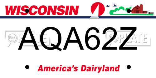 AQA62Z Wisconsin License Plate