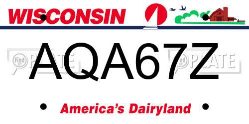 AQA67Z Wisconsin License Plate