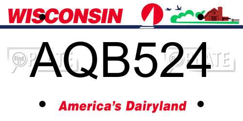 AQB524 Wisconsin License Plate