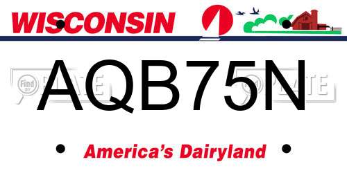 AQB75N Wisconsin License Plate