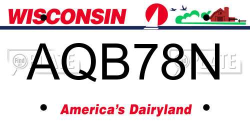 AQB78N Wisconsin License Plate