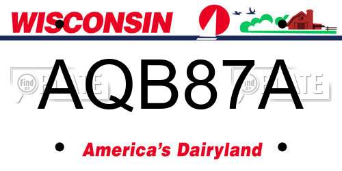 AQB87A Wisconsin License Plate